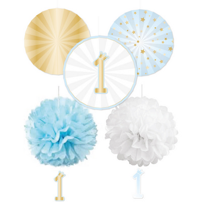 PRIMO COMPLEANNO CELESTE KIT DECORAZIONE CON PENDENTI BIGIEMME