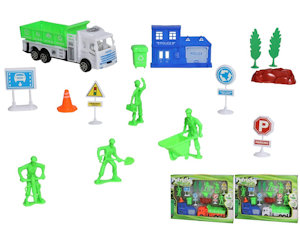 MEZZI DA LAVORO CAMION SET 15PZ. CON ACCESSORI IN SCATOLA GERIMPORT