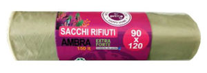 SPAZZATURA sacchi N.U. 90x120 CONF. 5pz. TRASPARENTE AMBRA NEW PRIME