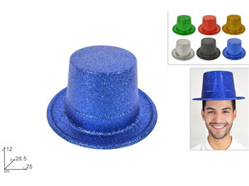 ACCESSORI TESTA CAPPELLO CILINDRO GLITTER IN PLASTICA DUESSE