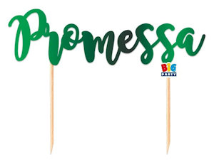 PROMESSA CAKE TOPPER SCRITTA IN CARTONCINO VERDE CM.20x16 BIGPARTY