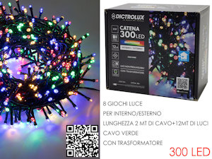300 LED MINILUCCIOLE ESTERNO MT.12+6,5 CAVO MULTICOLOR PROGRAM. NO PROLUNG GENER