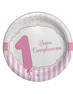 PRIMO COMPLEANNO ROSA PIATTI CM.18 CONF.8 PZ. BIGPARTY