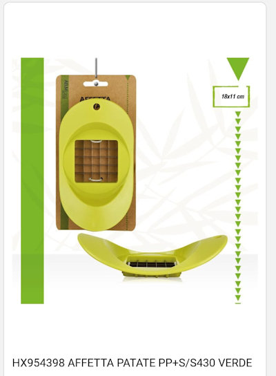UTENSILE AFFETTA PATATE IN PLASTICA GREEN CM.18x11 IDEA'S