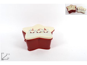 BARATTOLO IN CERAMICA STELLA DI NATALE CON TAPPO CM.10 DECORO GNOMI DUESSE