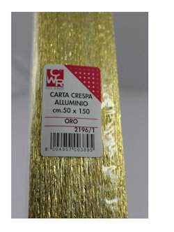 CARTA CRESPA IN ROTOLO METALLIZZATA DA 50G. CM.50x1.50MT. ORO