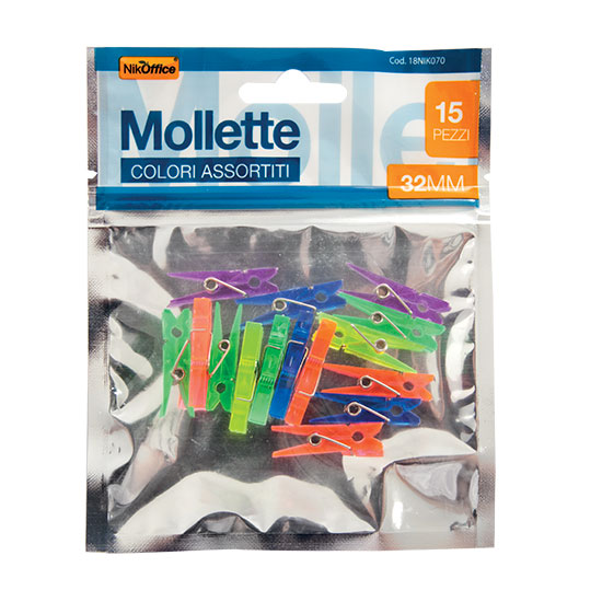 MOLLETTE IN PLASTICA 32mm FLUO 15PZ. IN BUSTINA NIKOFFICE