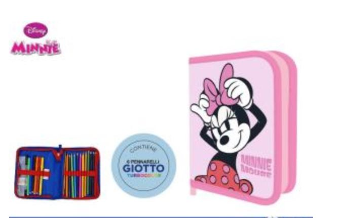 ASTUCCIO SCUOLA 1 ZIP MINNIE 6+12 FILA + ACCESSORI EOLD.