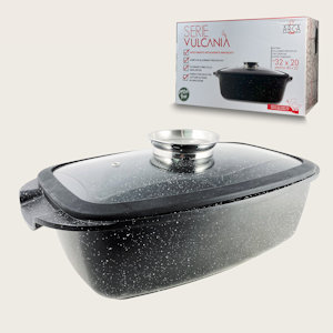 ROSTIERA VULCANIA 32CM. FONDO A INDUZIONE CON COPERCHIO VETRO TEMPERATO ARCA