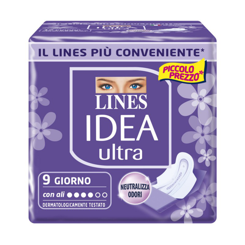 ASSORBENTI LINES IDEA ULTRA CON ALI GIORNO CONF.9PZ.