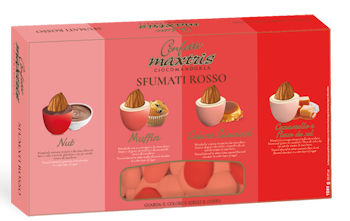 CONFETTI MAXTRIS CIOCOMANDORLA SFUMATI 1KG. ROSSI 2 TONALITA' MANDORLA RICOPERTA