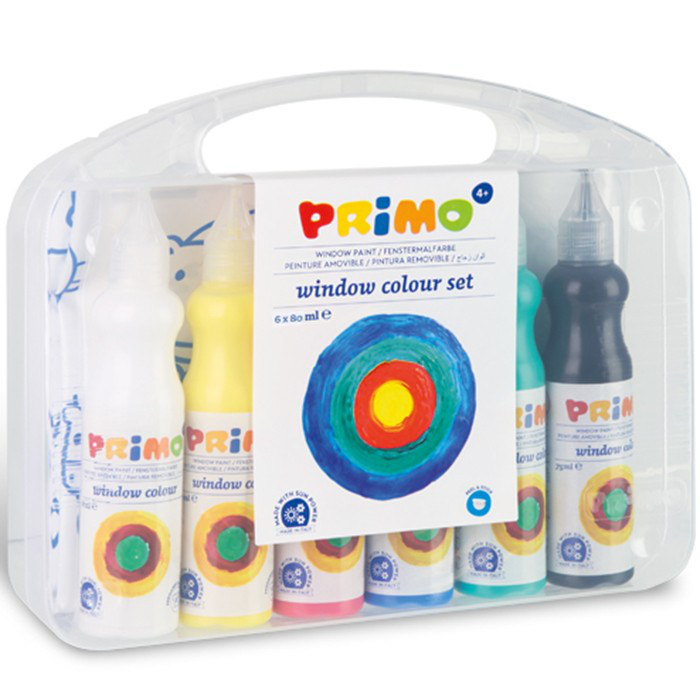 COLORI PER VETRO IN FLACONE 80ML. CON BECCO CONF.6 PZ. PRIMO