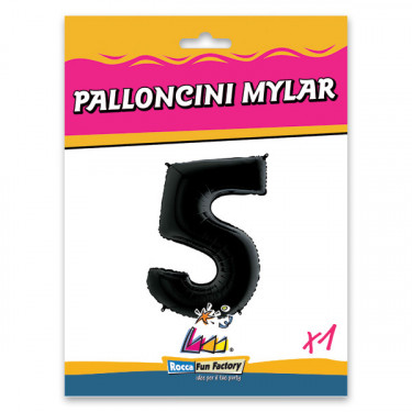 PALLONCINO MYLAR NERO NUMERO 5 CM.102 D.40