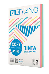 RISMA CARTA A3 80GR. 5 COLORI TINTE TENUI 250FF. FABRIANO 625