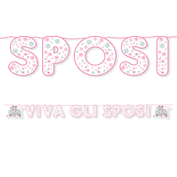 MATRIMONIO FESTONE SCRITTA W GLI SPOSI CM.600 BIGPARTY