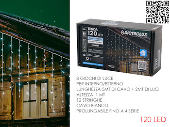 TENDA 120 LED MT.2+5 CAVO H.1MT.. BIANCA FREDDA PROLUNGABILE E PROGRAM 450447A G