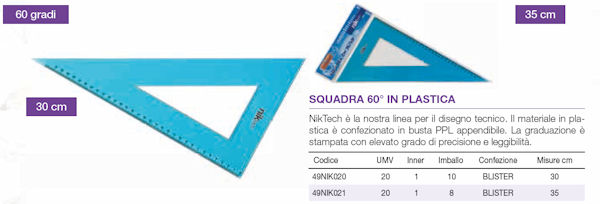SQUADRA IN PLASTICA CM.35x60° NIKOFFICE