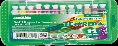 TEMPERA DA 12 TUBETTI  DA 12 ML. MONIKIDS NIKOFFICE