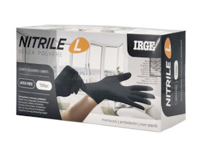 GUANTI MONOUSO IN NITRILE IRGE 100PZ. TAGLIA L NERO