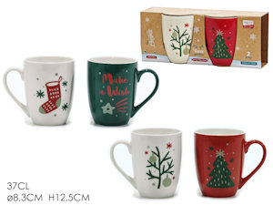 TAZZE SET 2PZ ML.370 DECORO NATALIZIO IN SCATOLA 416502 GENERAL