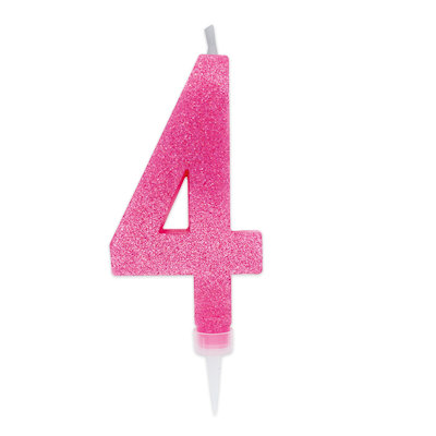 CANDELINA MAX CERA SWEETY CM.15 GLITTER FUCSIA N. 4 BIGPARTY