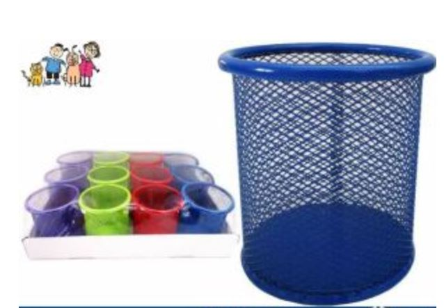BICCHIERE PORTA PENNE IN METALLO TRAFORATO COLOR CM.10x9 EOLD.