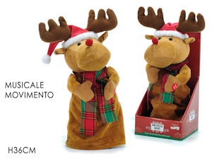 PUPAZZO PELUCHE RENNA NATALIZIA DANZANTE MUSICALE CM.H.36 479015 GENERAL