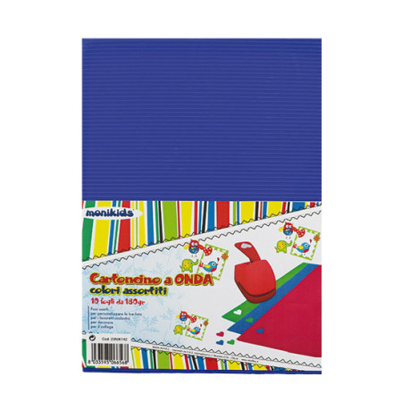 CARTONCINO ONDULATO A4 180GR. CONF.10 FOGLI ASSORTITI NIKOFFICE