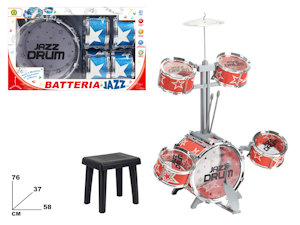 BATTERIA JAZZ CON SGABELLO 6 ELEMENTI CM.58x76 MAZ.