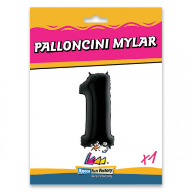 PALLONCINO MYLAR NERO NUMERO 1 CM.102 D.40