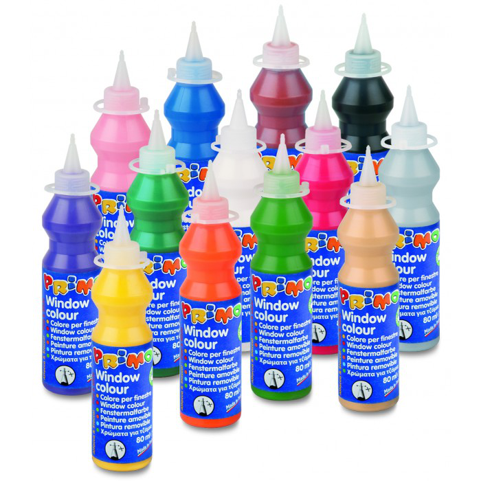 COLORI PER VETRO IN FLACONE 80ML. CON BECCO GIALLO PRIMO