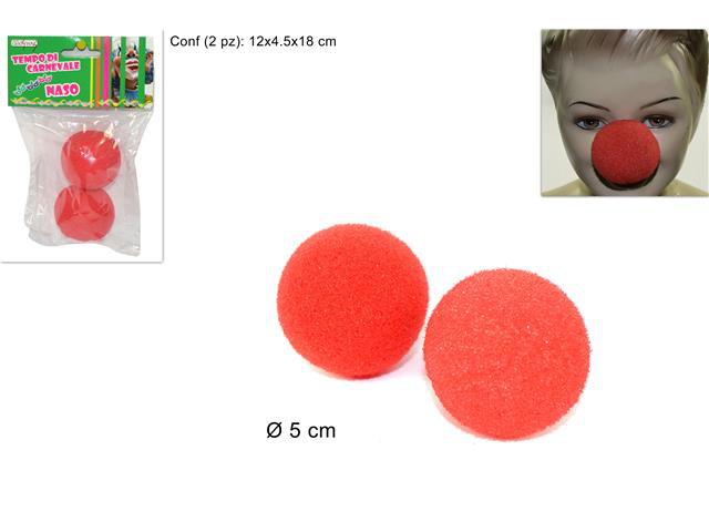 ACCESSORI VISO NASO CLOWN IN SPUGNA CONF.2PZ. IN BLISTER