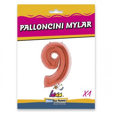 PALLONCINO MYLAR ROSE GOLD NUMERO 9 CM.102 D.40