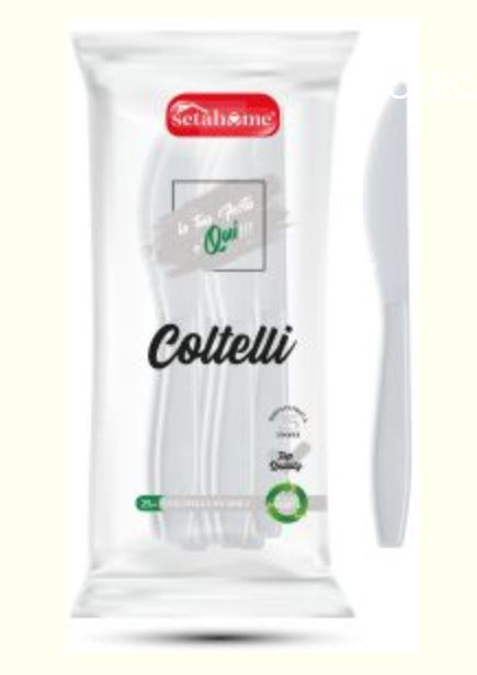 POSATE IN PLASTICA COLTELLO CONF.25PZ. BIANCO SETABLU