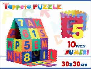 TAPPETINO MATTONELLE PUZZLE NUMERI CONF. 10PZ. CM.30x30 PLAYMORE