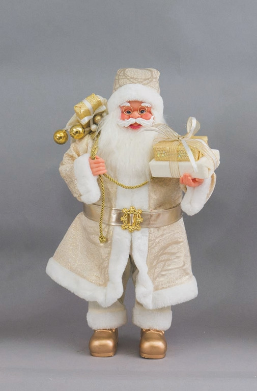 PUPAZZO BABBO NATALE CM.60 CON VESTITO ORO E SACCO DONI EL.75413 EURONATALE