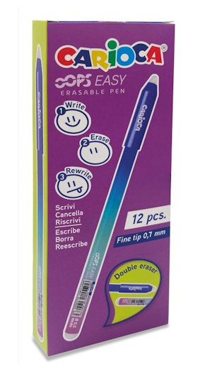 PENNA CANCELLABILE CARIOCA OOPS EASY REFIL USA E GETTA BLU pezzi 12