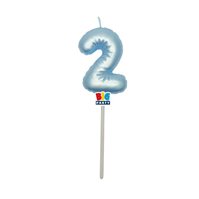 CANDELINA CERA BALLON CM.13 CELESTE PERLA N.2 BIGPARTY
