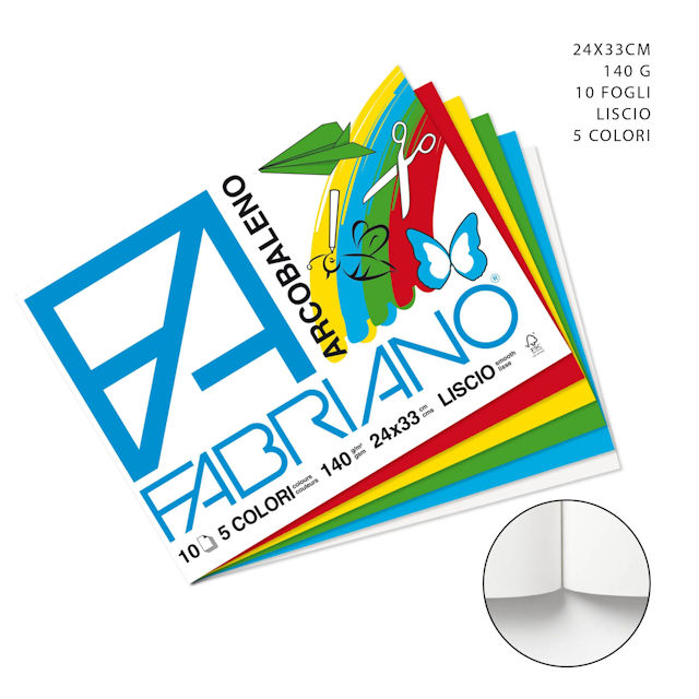 ALBUM DISEGNO 5 COLORI FABRIANO ARCOBALENO CM.24x33 10FOGLI