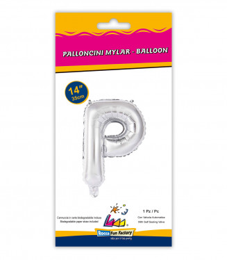 PALLONCINO MYLAR  cm.36 LETTERA ARGENTO P