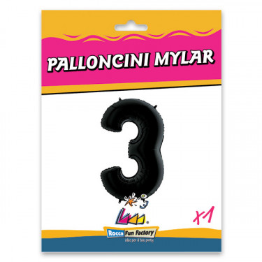 PALLONCINO MYLAR NERO NUMERO 3 CM.102 D.40