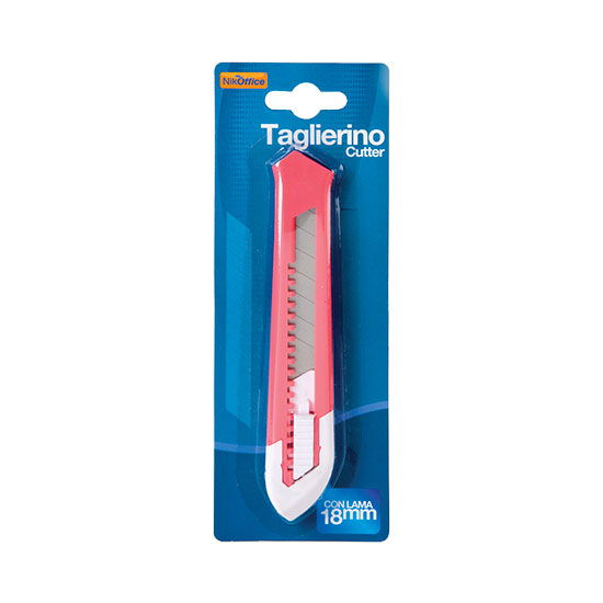 TAGLIERINO ECONOMICO IN PLASTICA CON BLOCCA LAMA CM.18 SU BLISTER NIKOFFICE