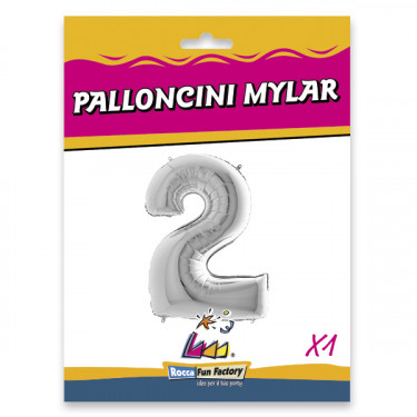 PALLONCINO MYLAR ARGENTO NUMERO 2 CM.102 D.40