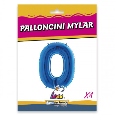 PALLONCINO MYLAR BLU NUMERO 0 CM.102 D.40