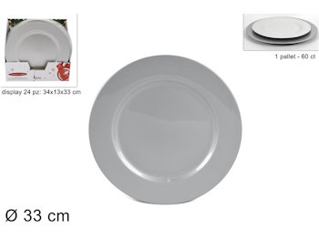 PIATTO SOLO SOTTOPIATTO IN PVC D.33 LUCIDO ARGENTO DUESSE