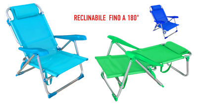 SPIAGGINA ALLUMINIO 7 POSIZIONI HAWAI TEXTILENE CUSCIN TUBO 22 CM.73x60x68 15104