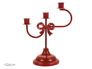 CANDELA SOLO PORTACANDELA CANDELABRO IN METALLO 3 POSTI ROSSO 435418 GENERAL