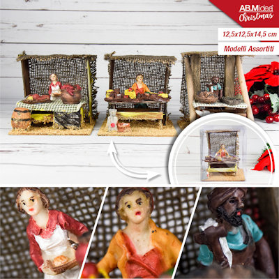 SCENARIO PERSONAGGIO CON BANCARELLE CM.12x12,5x14,5 IDEA'S