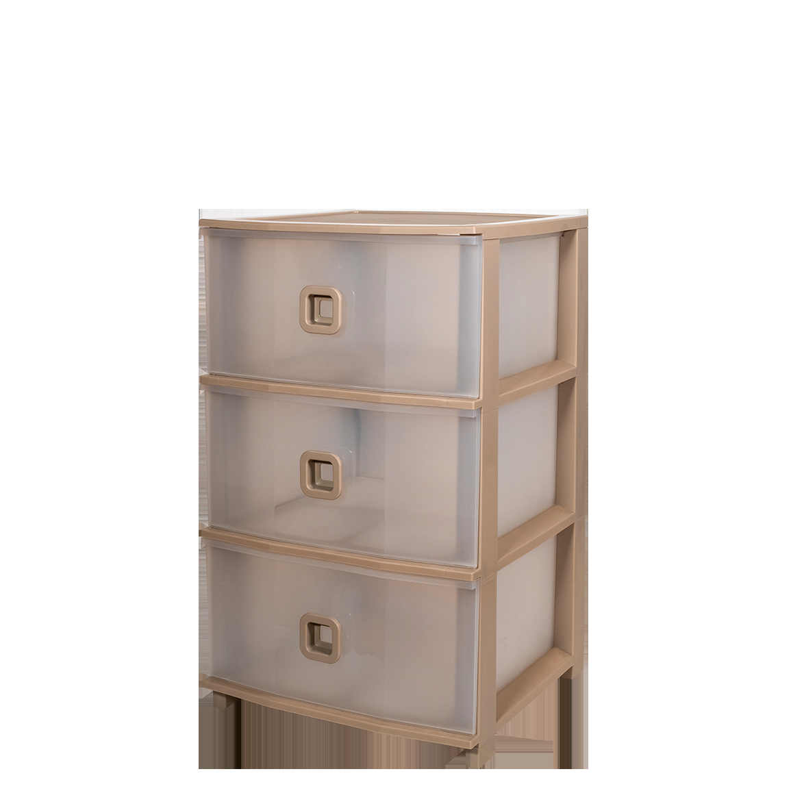 CASSETTIERA IN PLASTICA PRATIKA PLUS 3 CASSETTI CM.37x37xH.61 TORTORA TRASPARENT