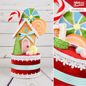 ALBERO DI NATALE SU TORTA CANDY GLITTERATA CM.27x19x34 IDEA'S